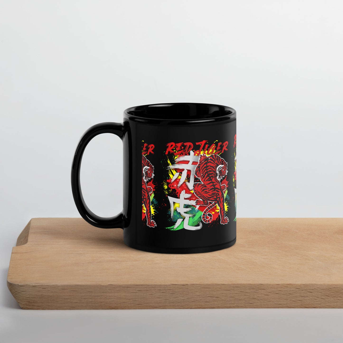 Raising Tiger Black Glossy Mug